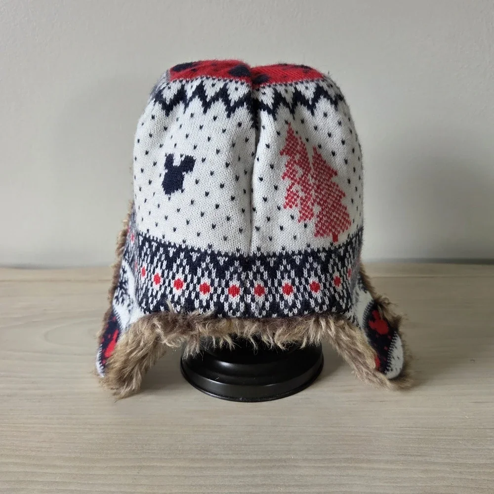 BabyGap Disney Mickey Mouse Toddler Trapper Hat Fair Isle Faux Fur Winter 4T 5T